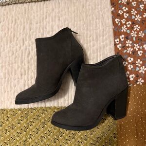 Steve Madden Dark Gray Suede Block Heel Ankle Booties